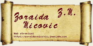 Zoraida Mićović vizit kartica